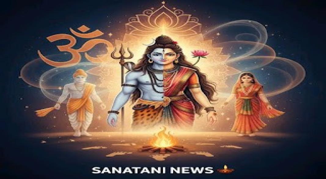 A deeply spiritual and artistic representation of Ardhanarishvara Shiva and Parvati representing the holy union of two divine souls